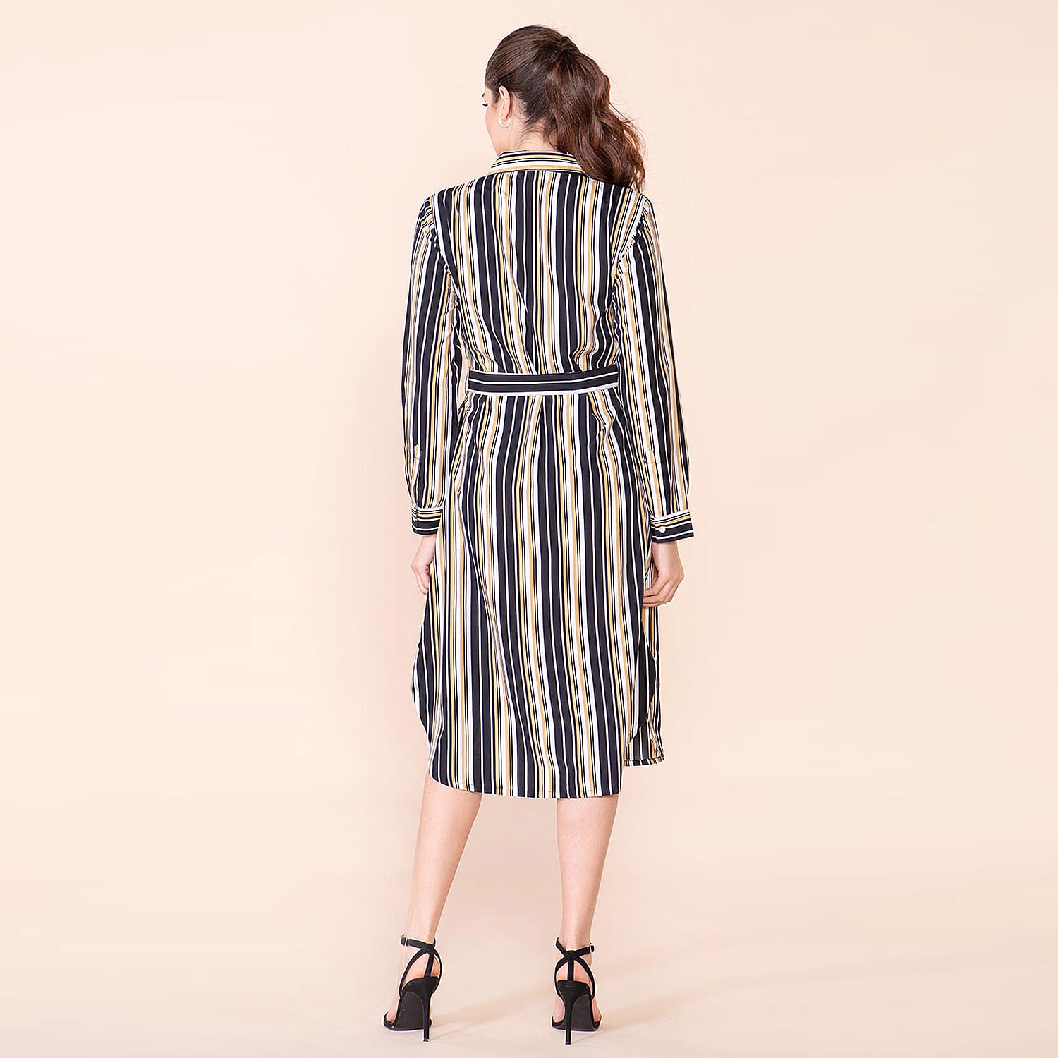 TAMSY Striped Pattern Women's Dress - Black and Stone 7603152 7