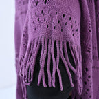 TAMSY 100% Acrylic Knitted Poncho (Size 85x60 Cm) - Purple