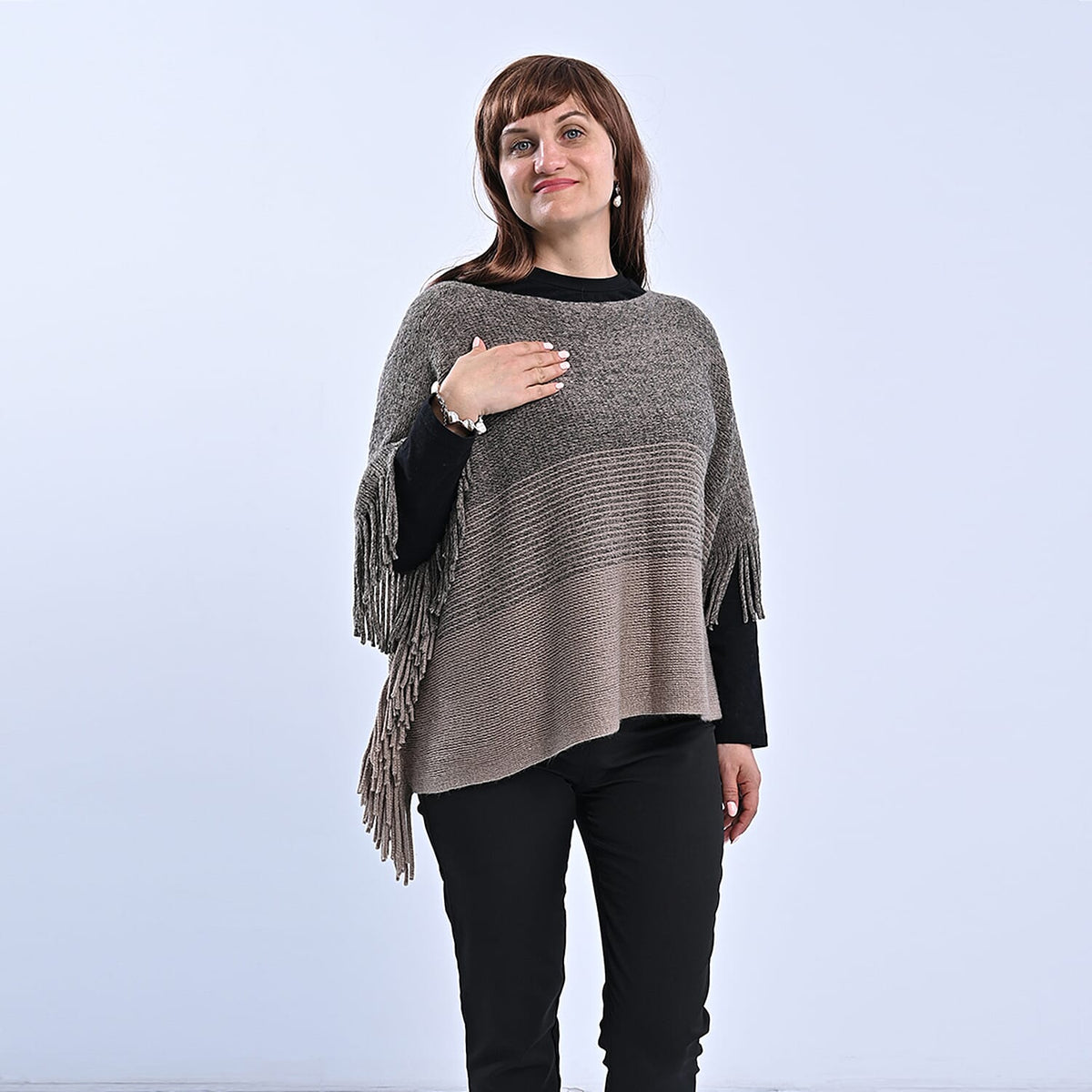 TAMSY Tassel Detailing Women's Poncho - Brown 6717428 0