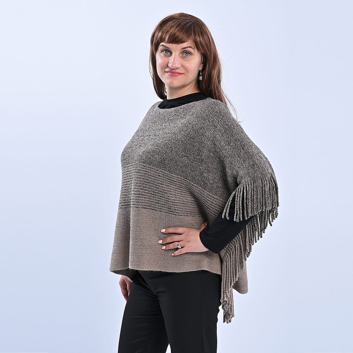 TAMSY Tassel Detailing Women's Poncho - Brown 6717428 3