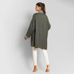 TAMSY 100% Viscose Twill Short Kimono (One Size, 8-18) - Olive