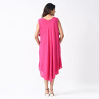 Tamsy 100% Viscose Umbrella Dress with Sequin Floral Embroidery (One Size 8-18)  - Pink