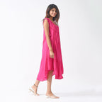 Tamsy 100% Viscose Umbrella Dress with Sequin Floral Embroidery (One Size 8-18)  - Pink