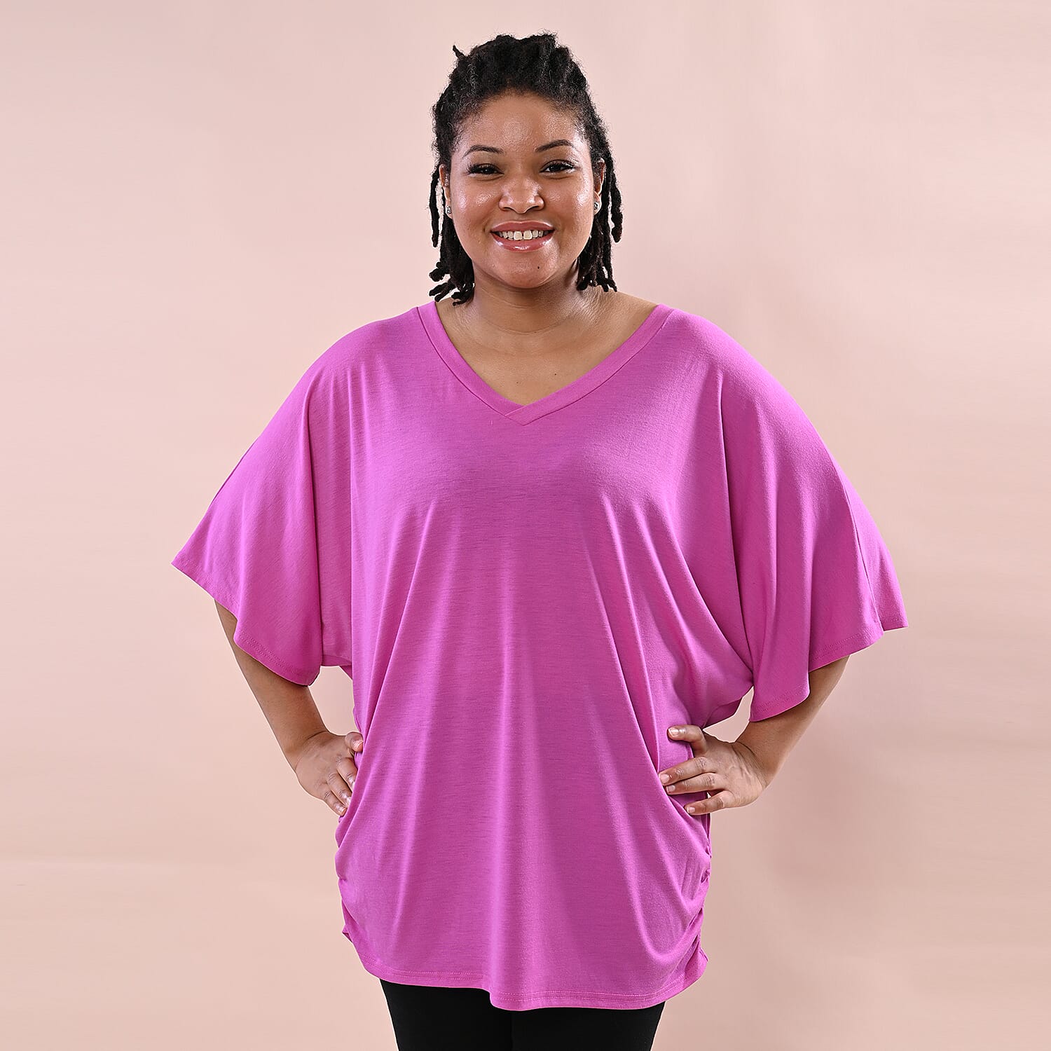 TAMSY V-Neckline Jersey Women's Top - Purple 6347429 0