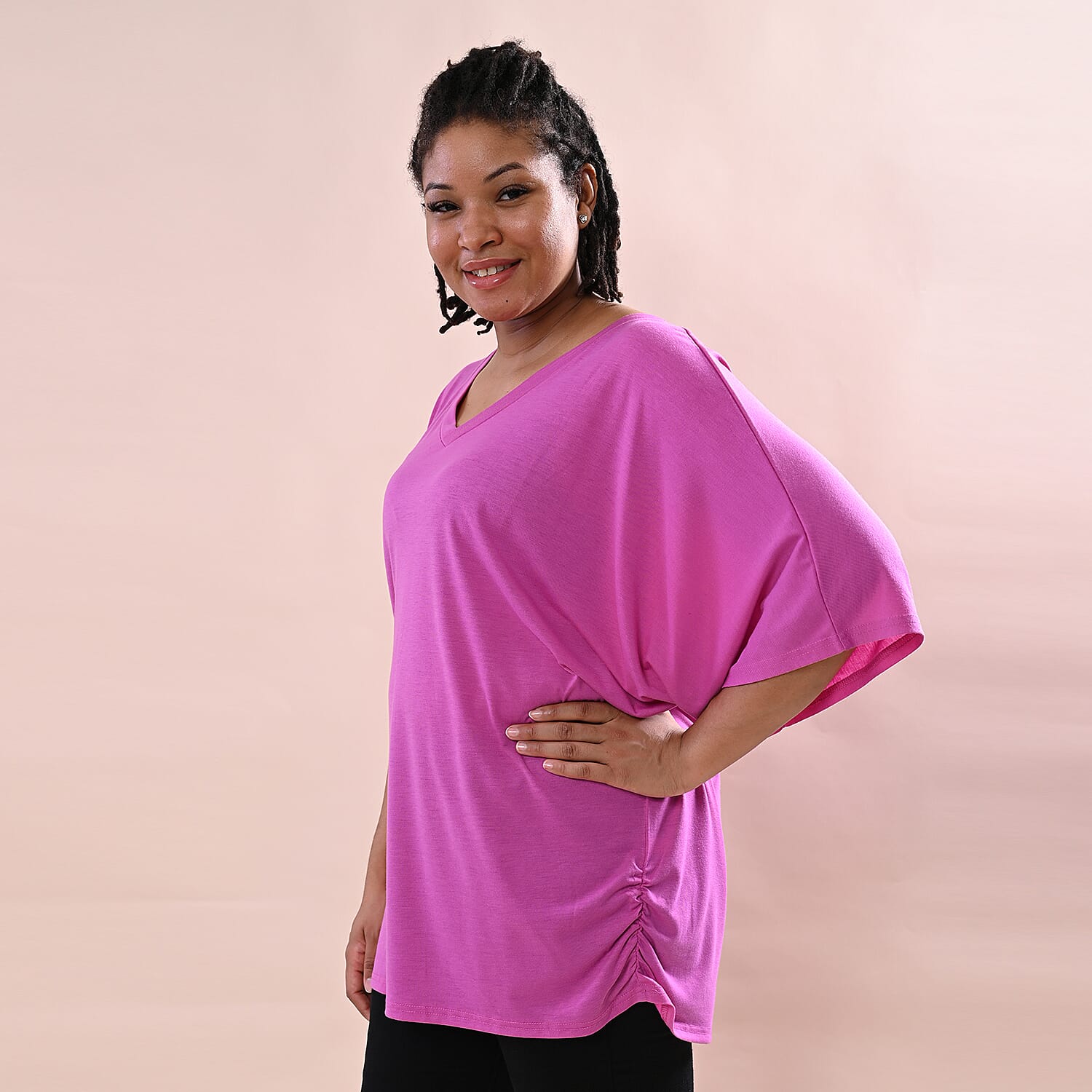 TAMSY V-Neckline Jersey Women's Top - Purple 6347429 2