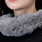 TAMSY High Neck Collar V Shaped Faux Fur Poncho (Size 130x85 Cm) - Black & Light Grey