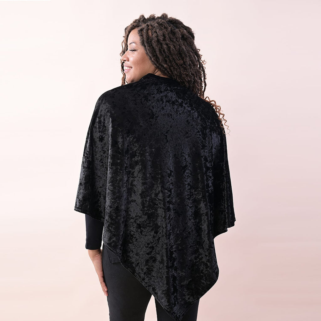 TAMSY Velvet Poncho (Size 75 Cm) - Solid Black