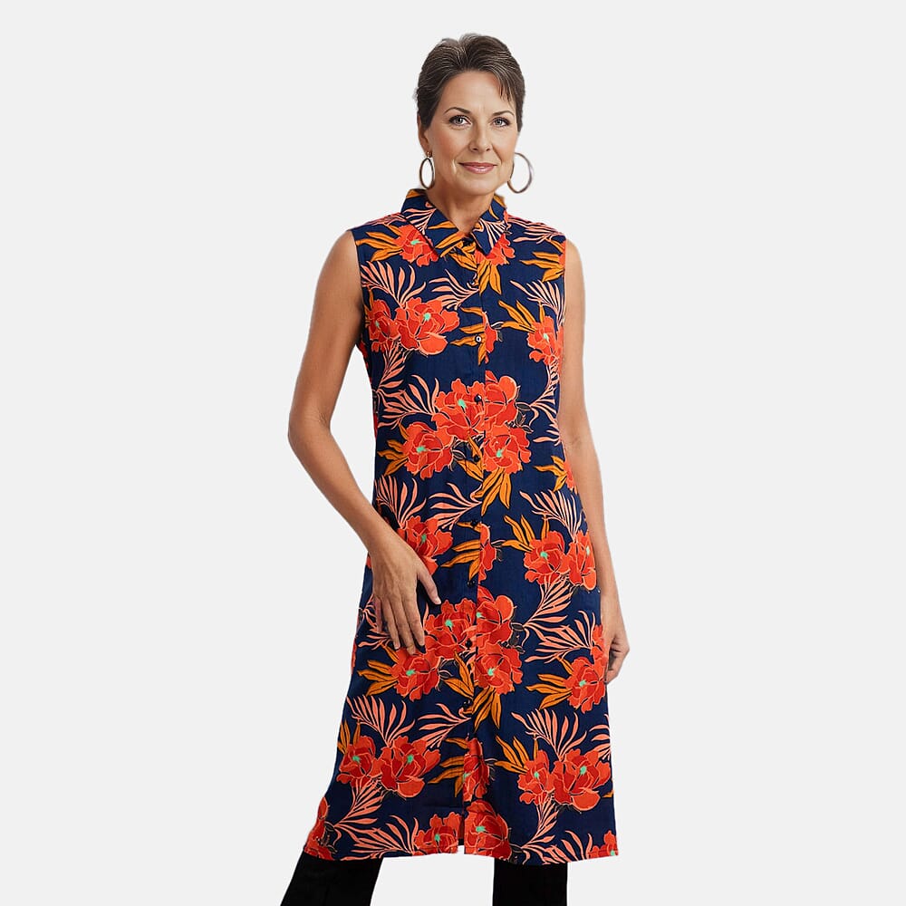 TAMSY Floral Pattern Long Length Sleeveless Dress 6639066 0