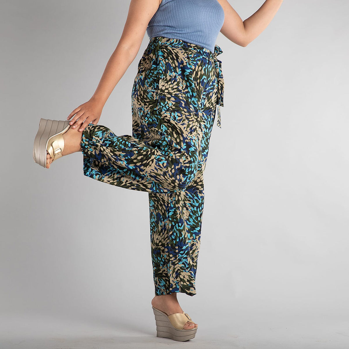 TAMSY Viscose Flower Print Palazzo - Black and Multi 6727067 3
