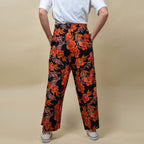 Tamsy Viscose Floral Jean and Pant-Trouser  - Black