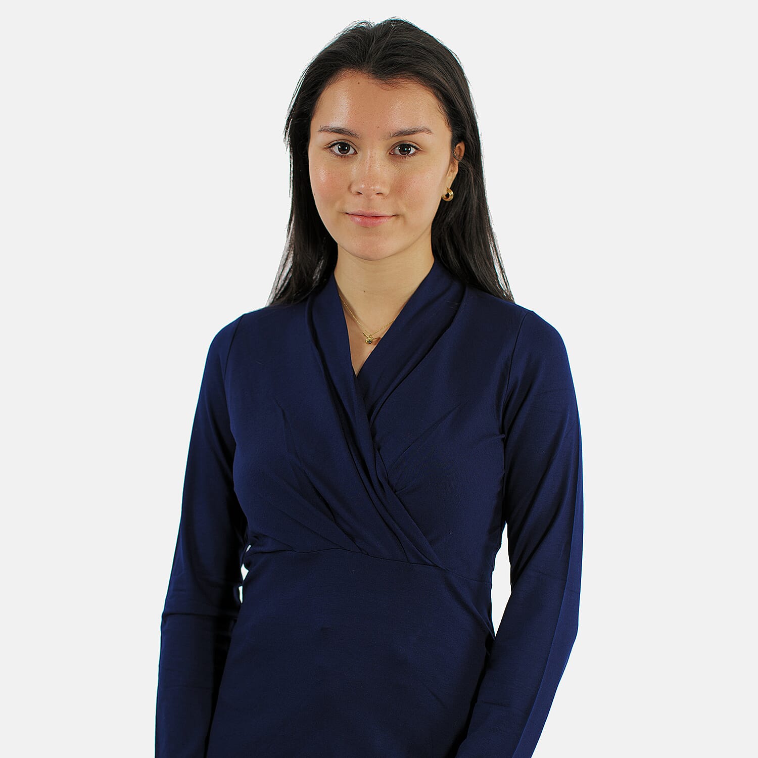 TAMSY Viscose Long Sleeves Wrap Top  - Navy 7132789 4