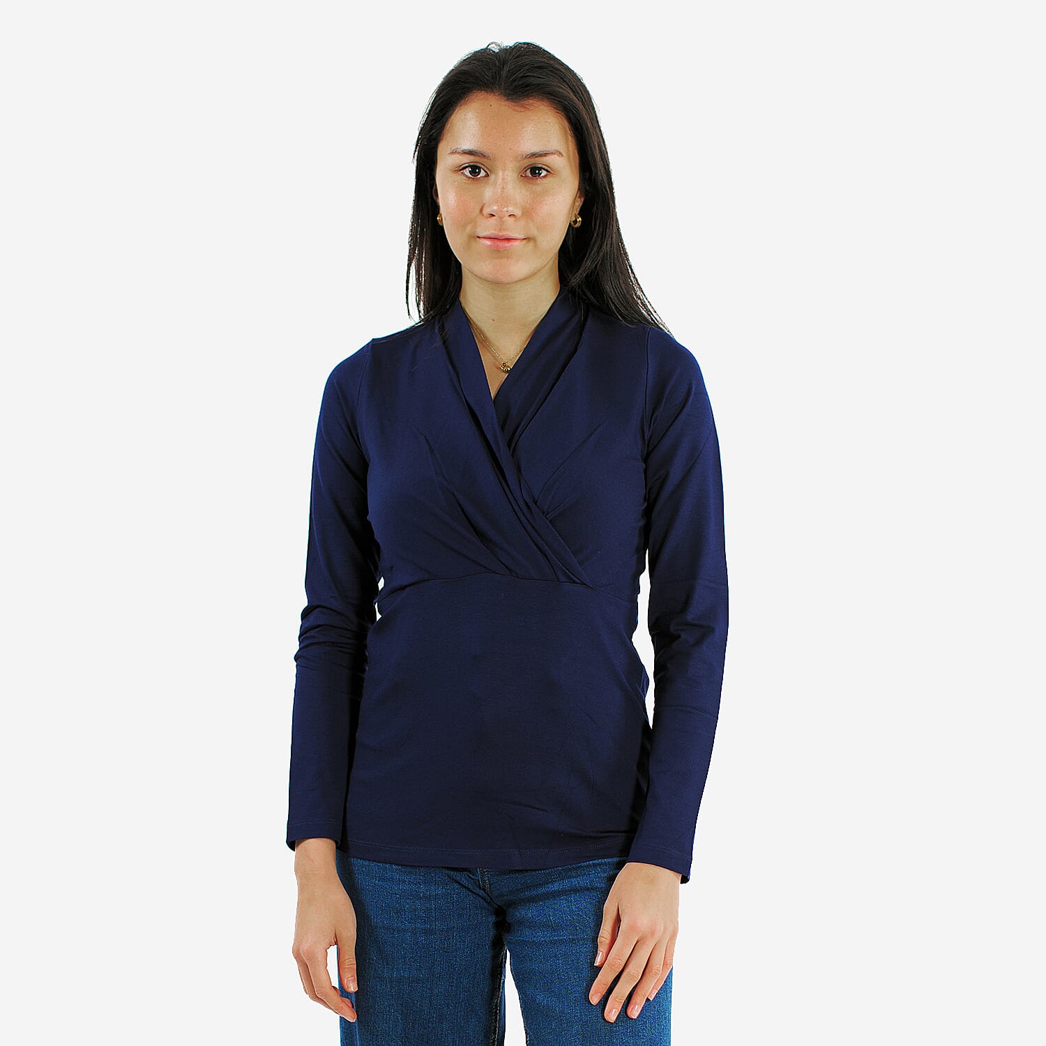 TAMSY Viscose Long Sleeves Wrap Top  - Navy 7132789 5