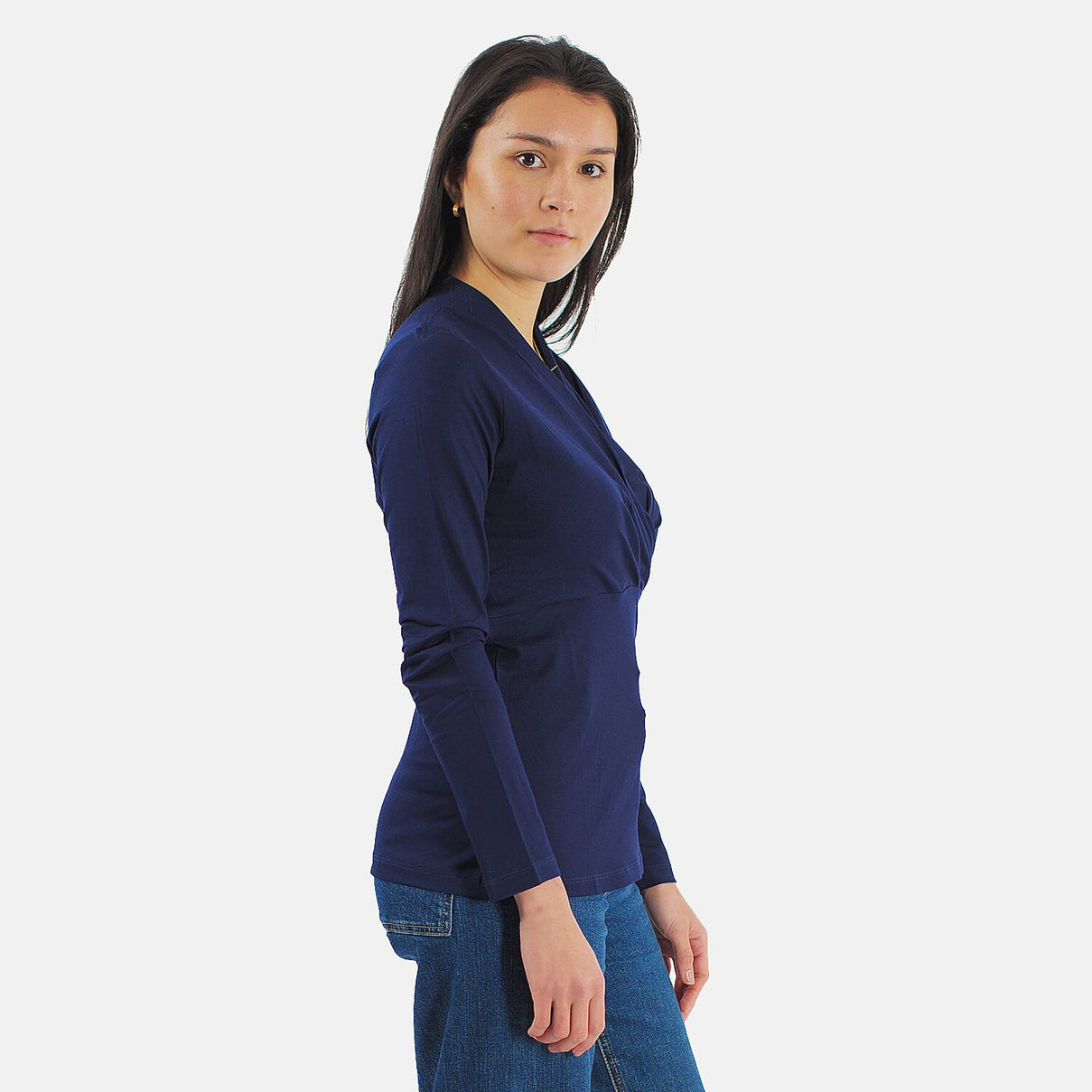 TAMSY Viscose Long Sleeves Wrap Top  - Navy 7132789 8