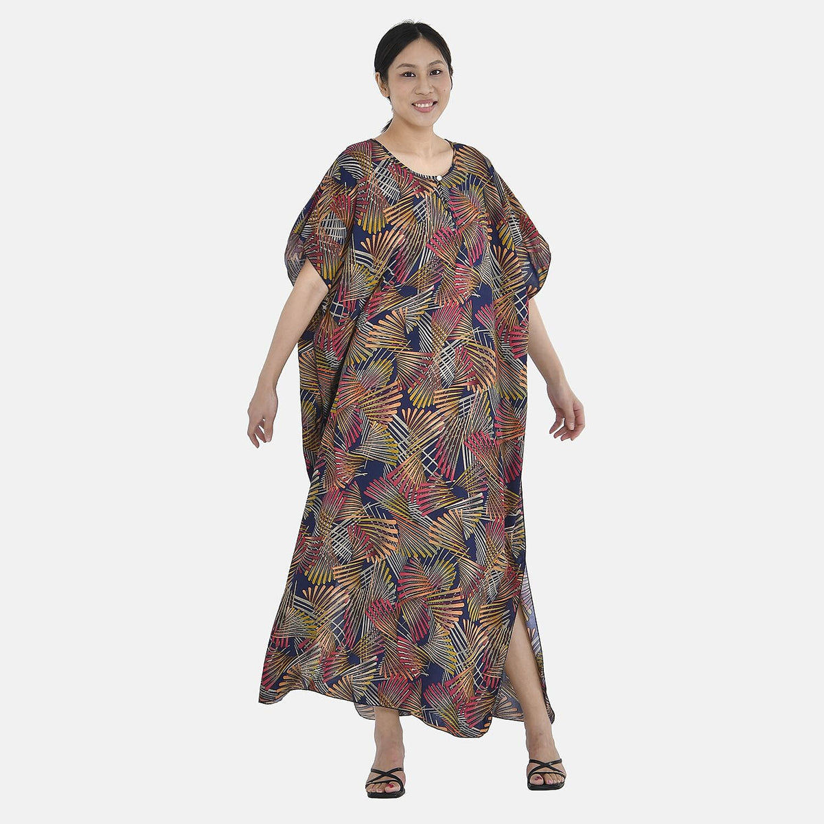 Close Out - TAMSY  Maxi Kaftan Dress  - Black and Multi 7302032 0
