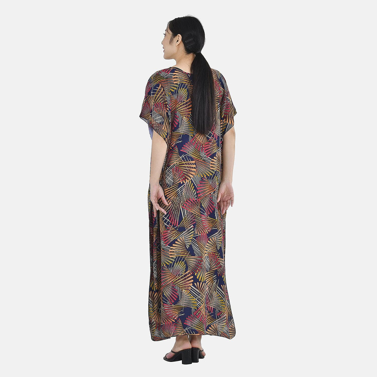 Close Out - TAMSY  Maxi Kaftan Dress  - Black and Multi 7302032 1