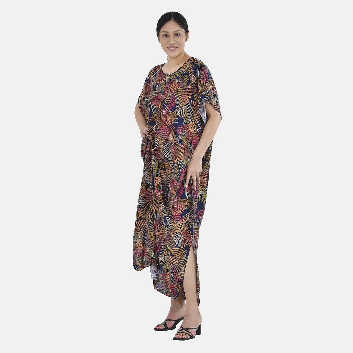 Close Out - TAMSY  Maxi Kaftan Dress  - Black and Multi 7302032 2