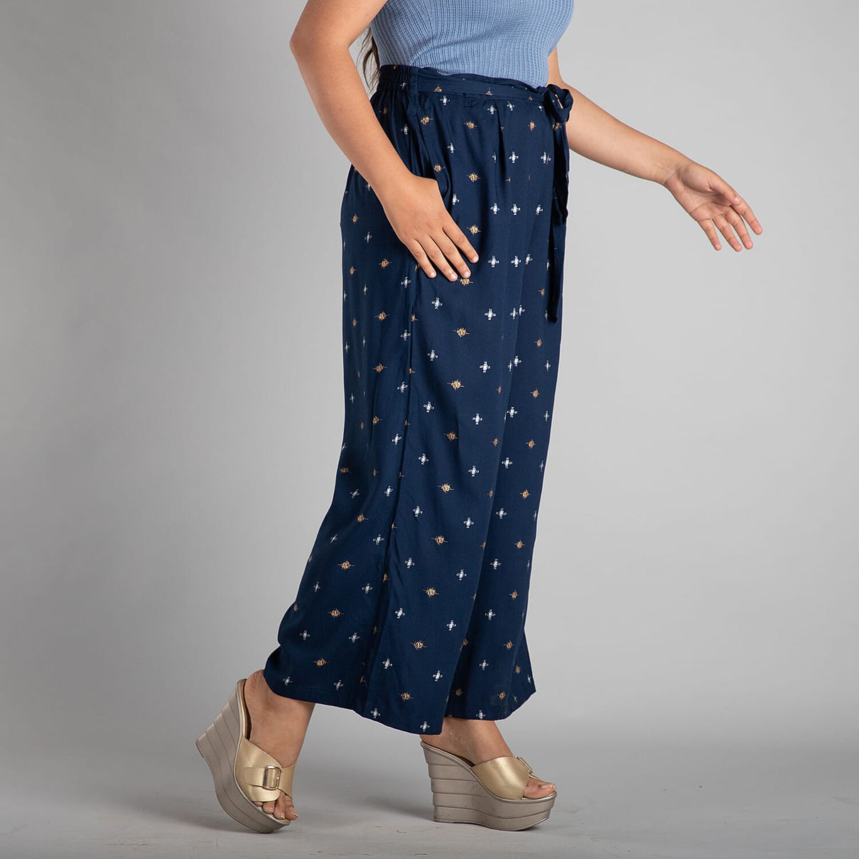TAMSY Viscose Printed Pattern Palazzo - Navy 6727066 2