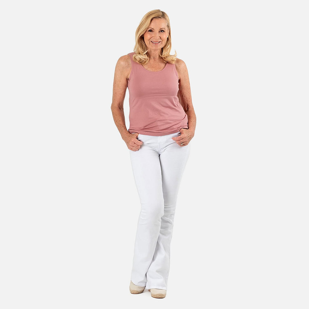 TAMSY Viscose Womens Sleeveless Tank Top (Size 16 to 18) - Blush Pink