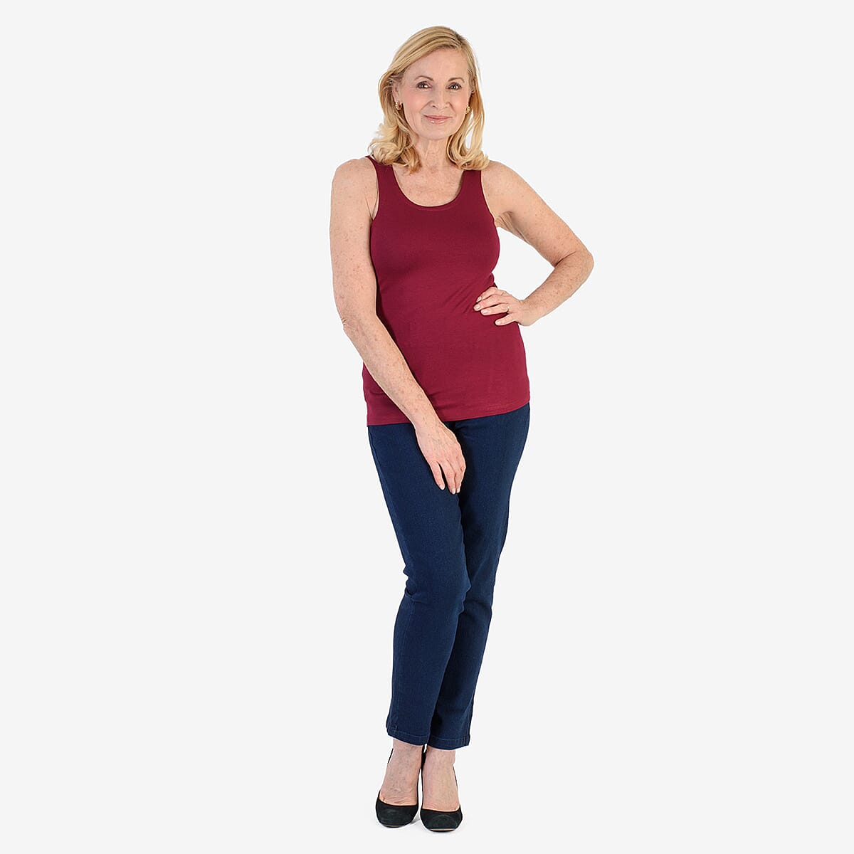 TAMSY Viscose Womens Sleeveless Tank Top (Size 16 to 18) - Burgundy 7933126 0