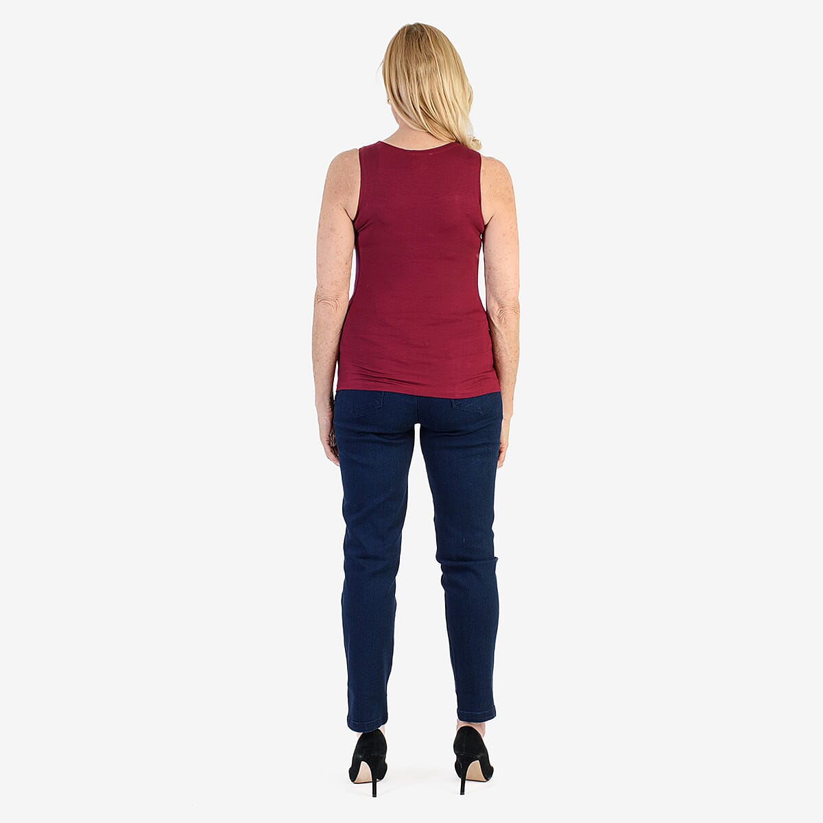 TAMSY Viscose Womens Sleeveless Tank Top (Size 16 to 18) - Burgundy 7933126 2