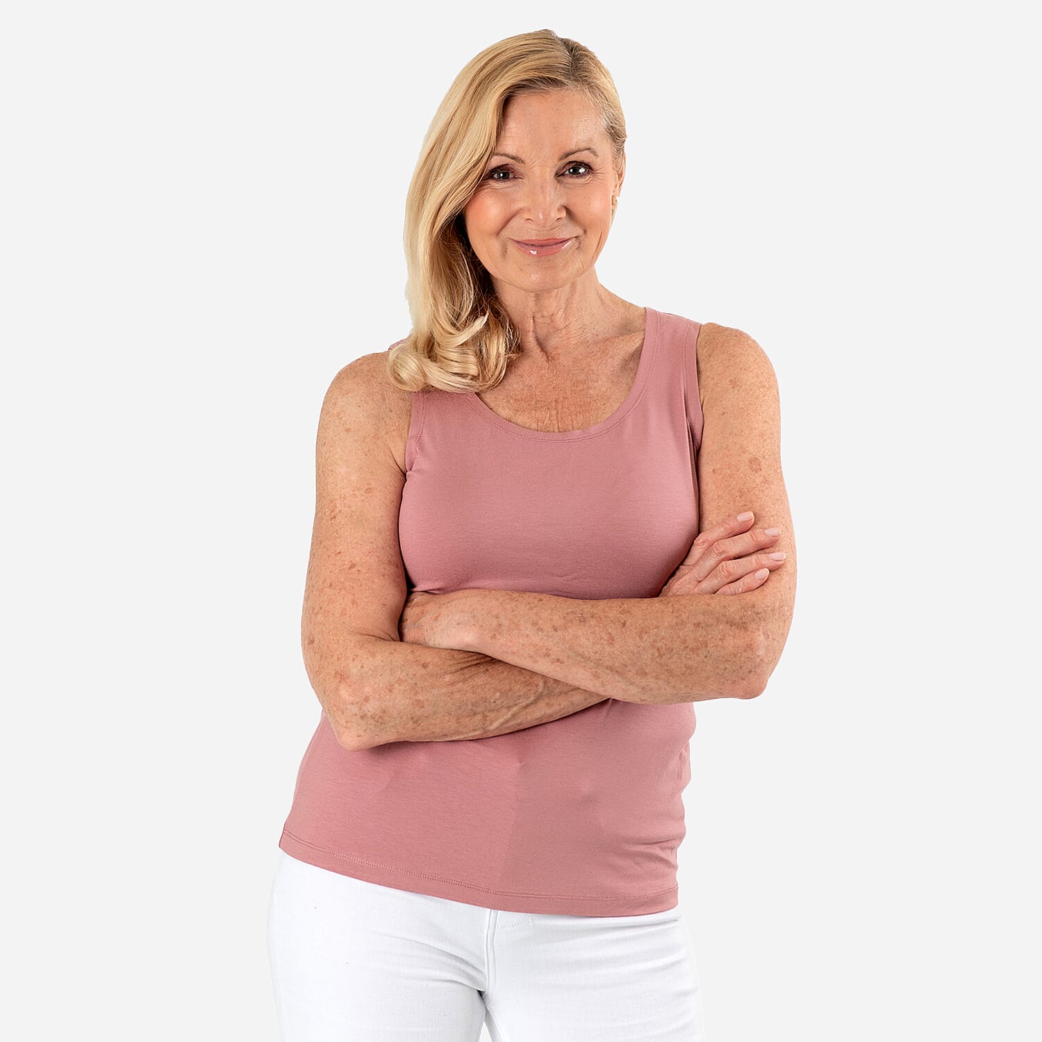 TAMSY Viscose Womens Sleeveless Tank Top (Size 24 to 26) - Blush Pink 7933118 0