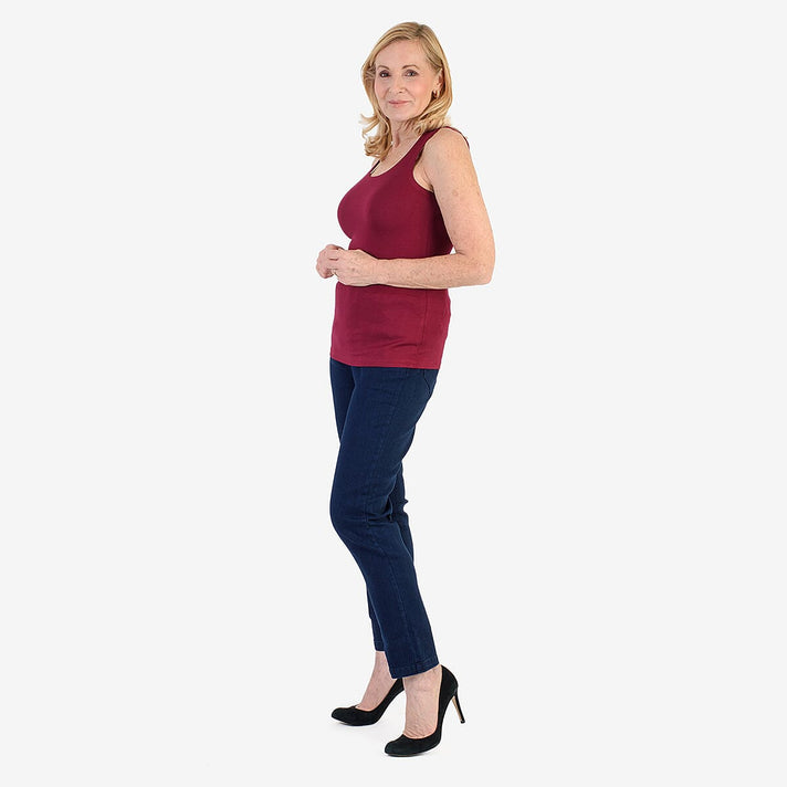 TAMSY Viscose Womens Sleeveless Tank Top (Size 8 to 10) - Burgundy 7933124 2