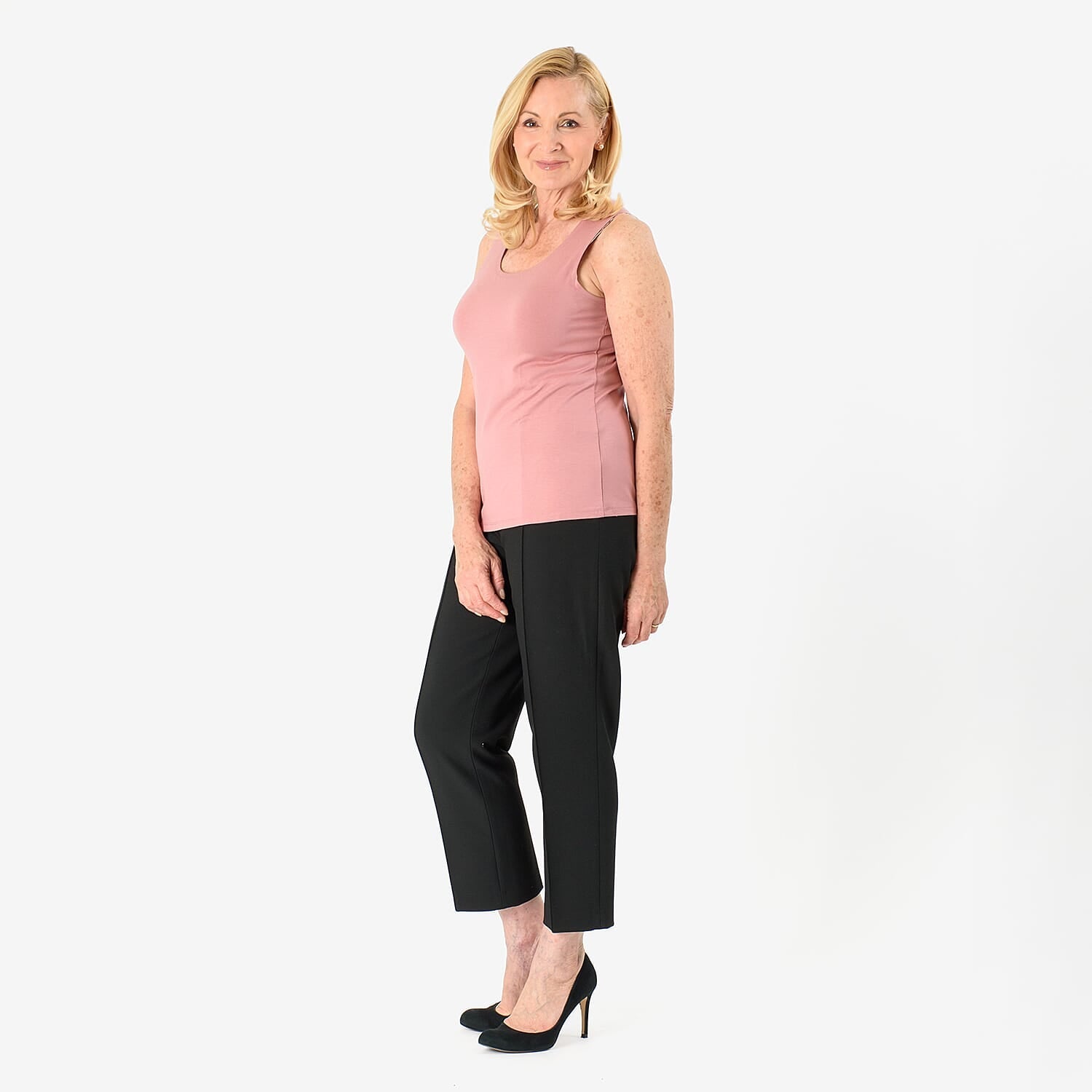 TAMSY Viscose Womens Sleeveless Tank Top (Size L) - Rose 7742123 2