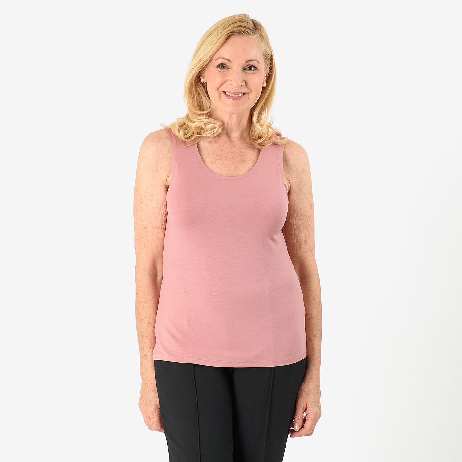 TAMSY Viscose Womens Sleeveless Tank Top (Size M) - Rose 7742121 0