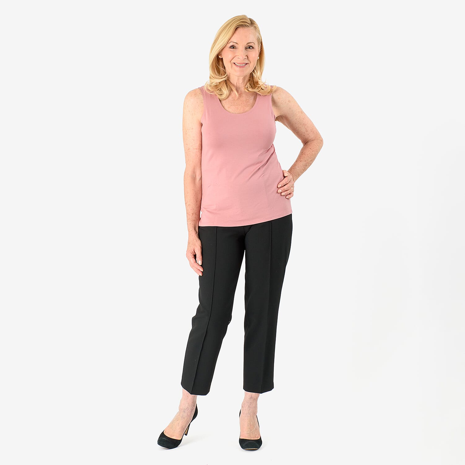 TAMSY Viscose Womens Sleeveless Tank Top (Size M) - Rose 7742121 1
