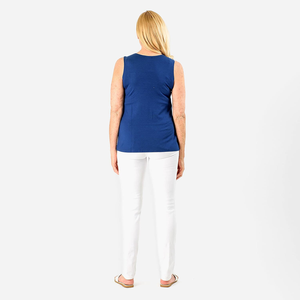 TAMSY Viscose Womens Sleeveless Tank Top (Size XL) - Blue 7742099 4