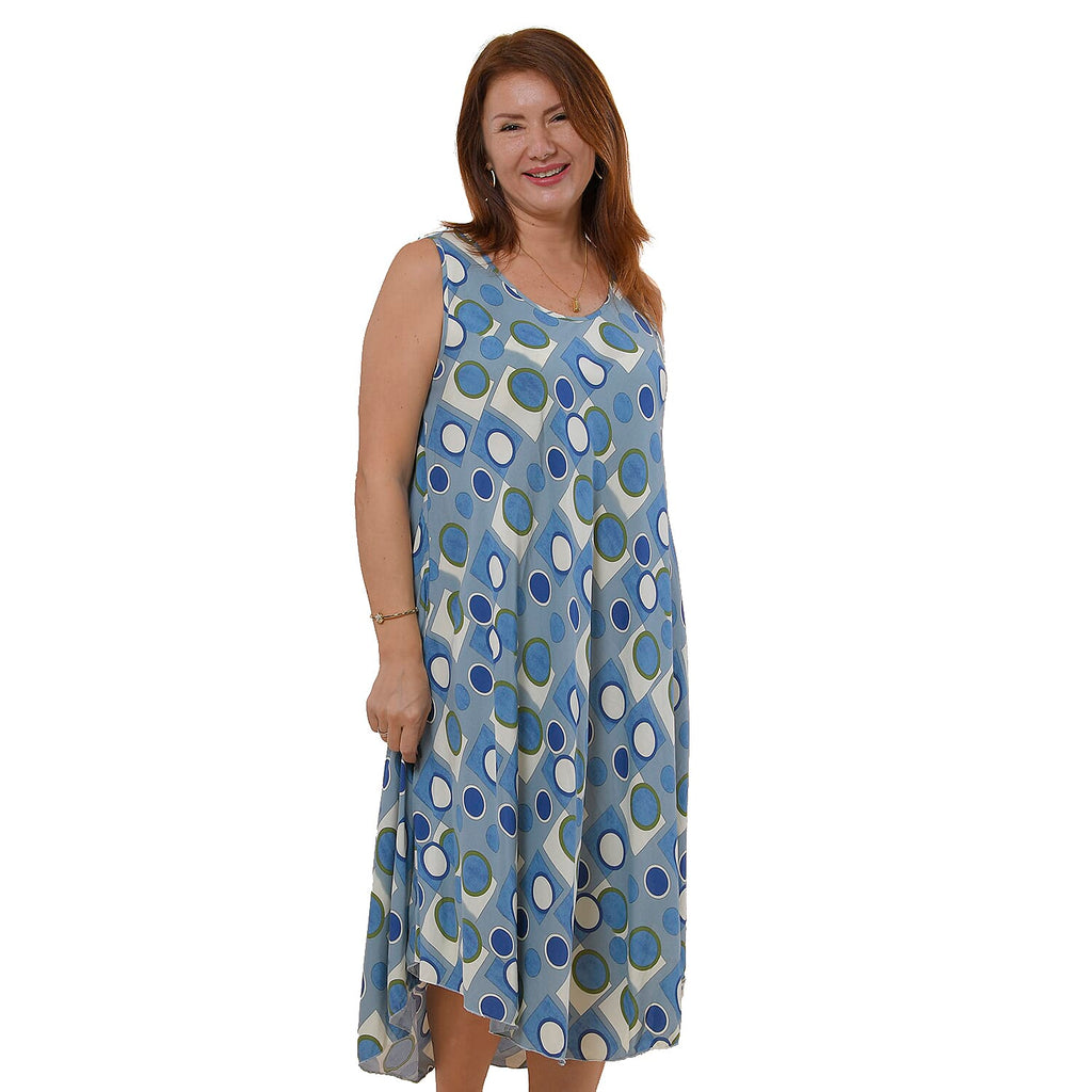 TAMSY 100% Viscose Circle Pattern Dress (Size 8-22) - Pastel Green
