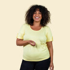 TAMSY Round Neck Plain Top (Size 10) - Yellow