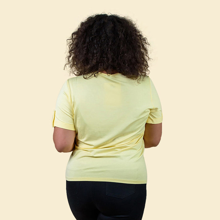 TAMSY Women's Round Neckline Solid Pattern Top - Yellow 3846492 2