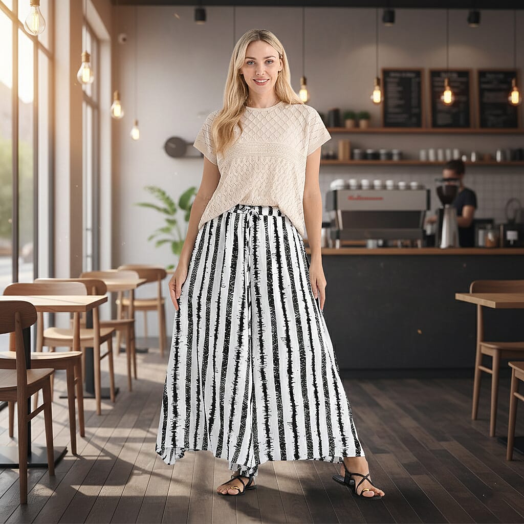 TAMSY Womens Stripe Elastic Waist Palazzo V32492543 2