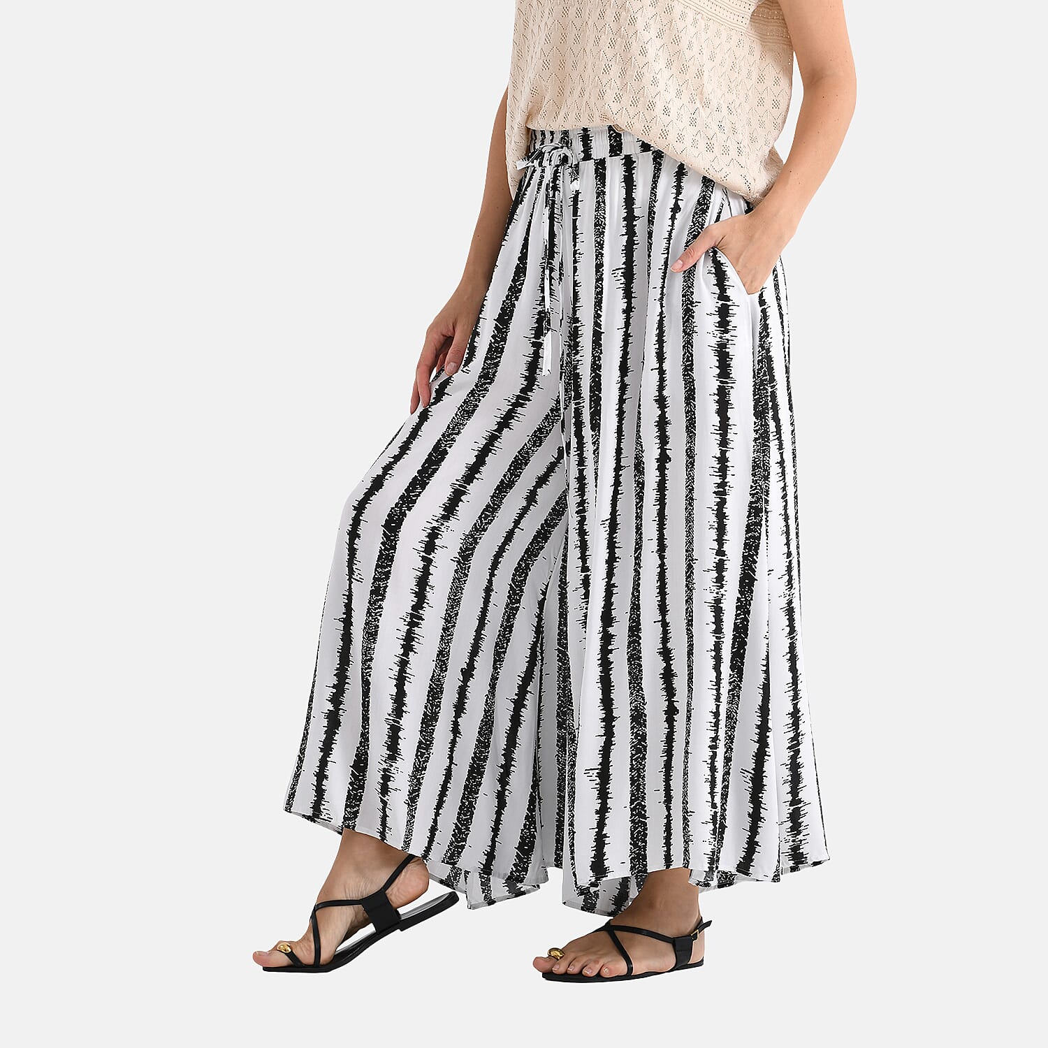 TAMSY Womens Stripe Elastic Waist Palazzo V32492543 4