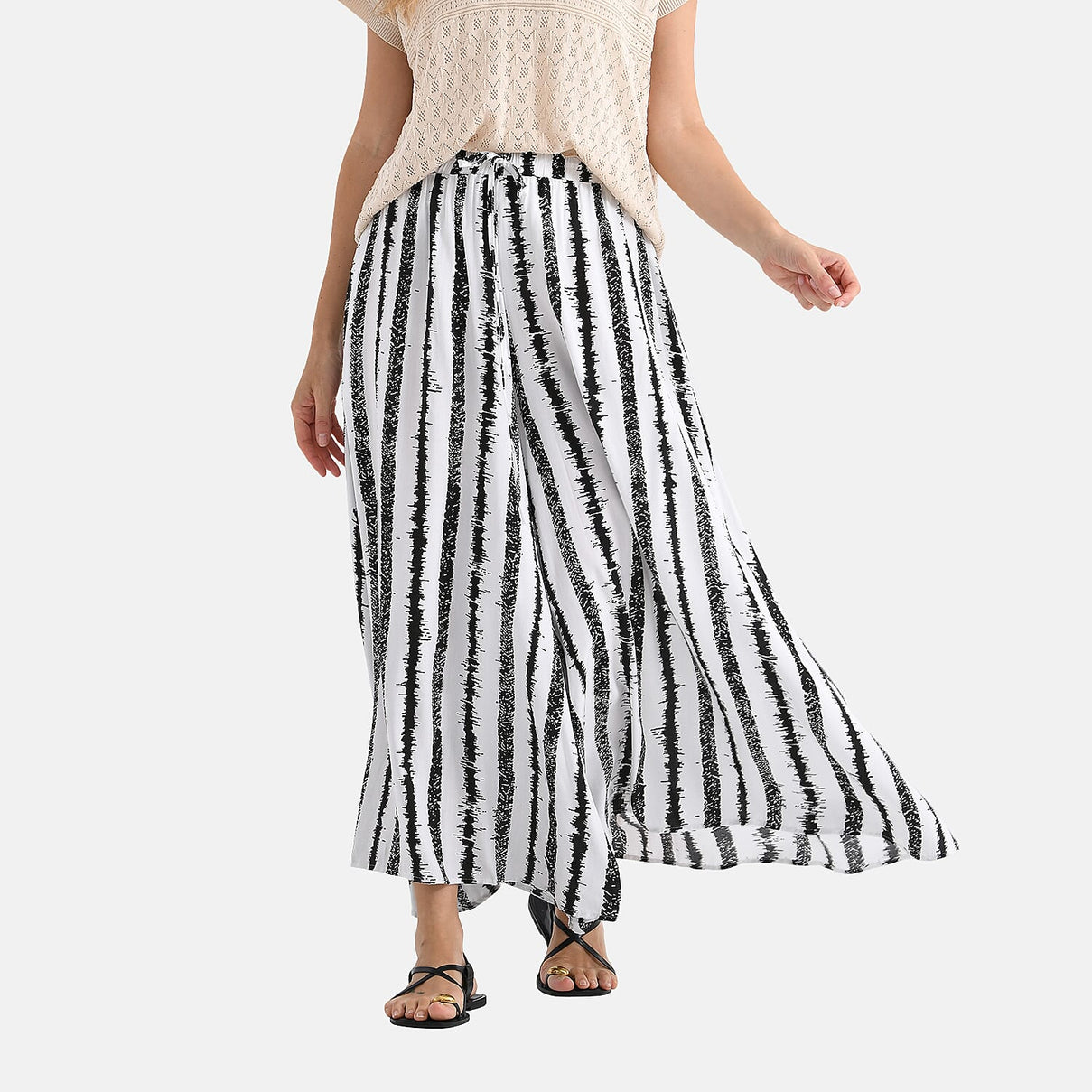 TAMSY Womens Stripe Elastic Waist Palazzo V32492543 5
