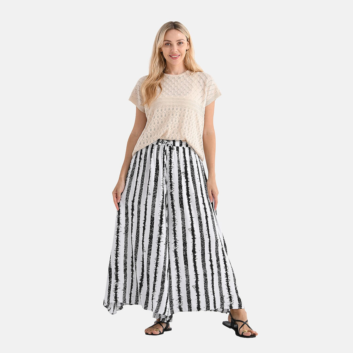 TAMSY Womens Stripe Elastic Waist Palazzo V32492543 0