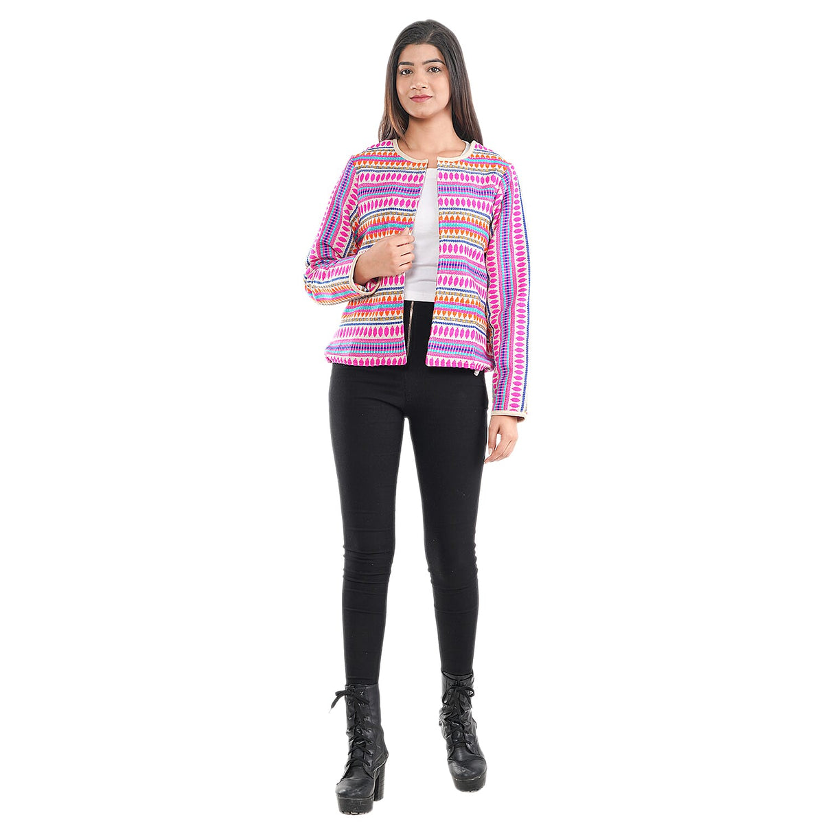 TAMSY Woven Jacquard Women's Jacket - Pink 7147576 0