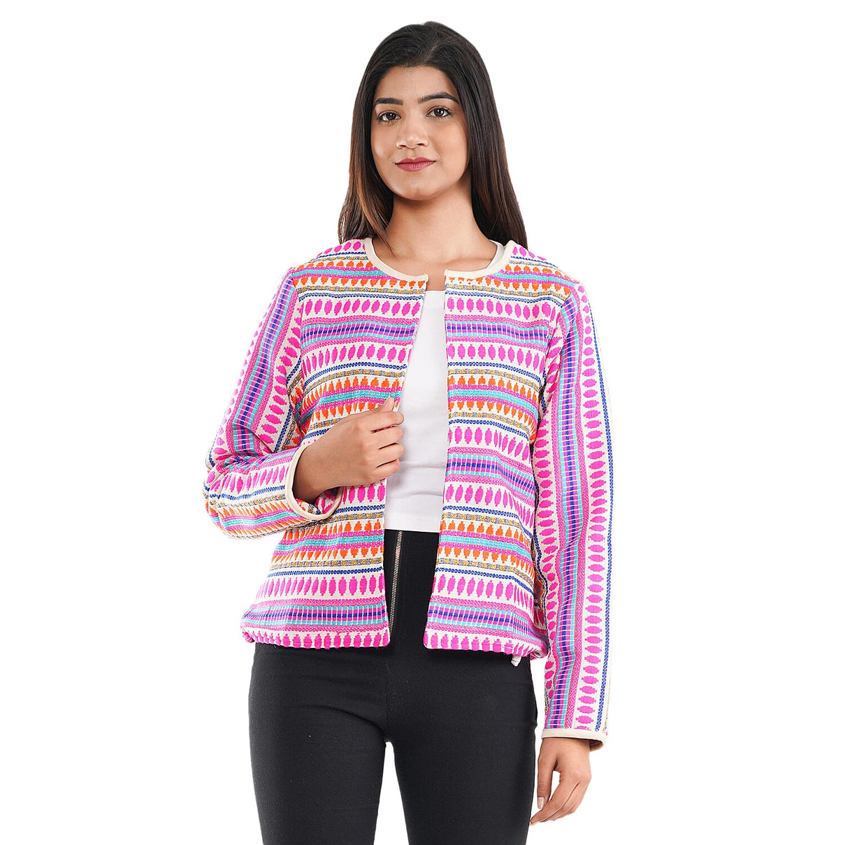 TAMSY Woven Jacquard Women's Jacket - Pink 7147576 3