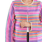 TAMSY Round Neck Long Sleeves Jacket (Size S,8-10) - Pink & Multi