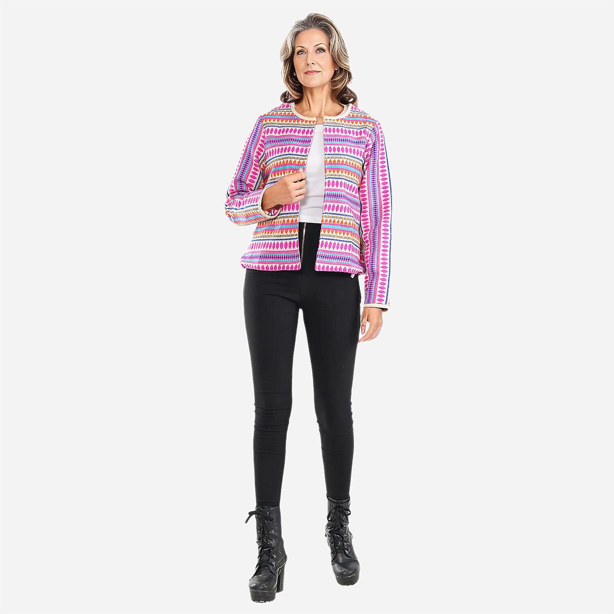 TAMSY Woven Jacquard Women's Jacket - Pink 7147576 6