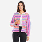 TAMSY Round Neck Long Sleeves Jacket (Size S,8-10) - Pink & Multi