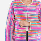 TAMSY Round Neck Long Sleeves Jacket (Size S,8-10) - Pink & Multi