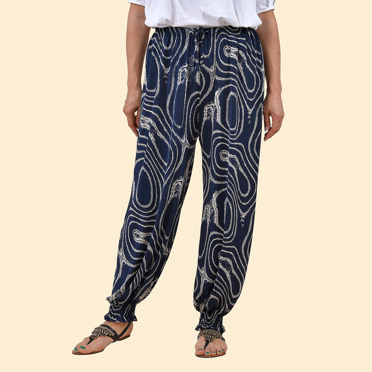 TAMSY Zig Zag Printed One Size Collection Trousers  - Black and White 8860841 0