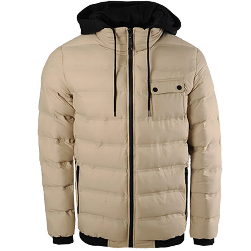 Soulstar Mens Padded Jacket With Sweater Hood (Size XXL) - Stone