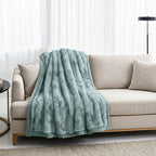 THE MOST LUXURIOUS BLANKET AT IW -- HUSH HAVEN Luxury Faux Fur Blanket with Border 600 GSM (150 x 200 cm) - Green