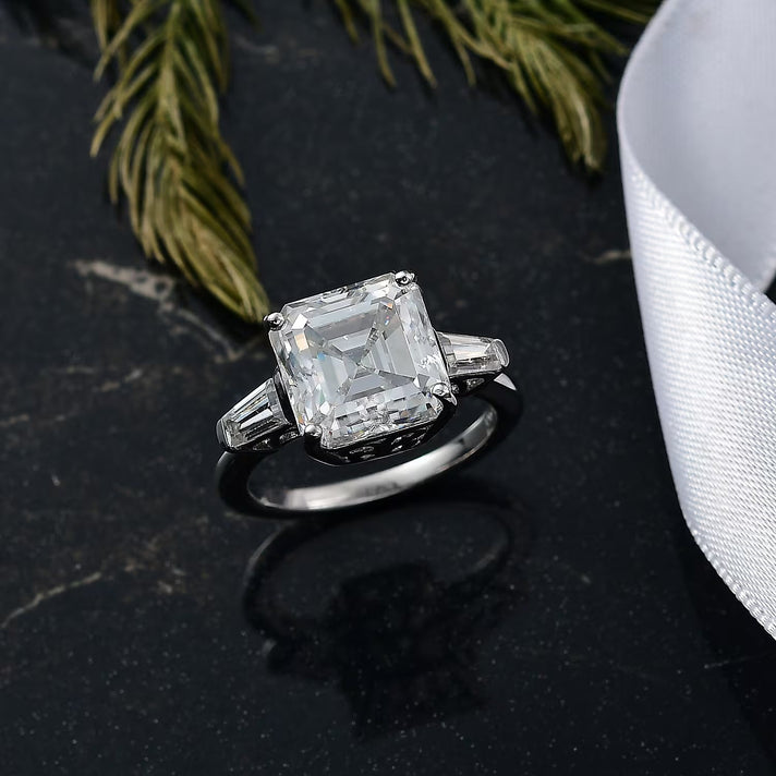 D'joy 5.6 Ct. Moissanite Solitaire Ring in Rhodium Sterling Silver 8286284 2