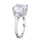 D'Joy Regal Royal Asscher Cut Moissanite Ring in Rhodium Overlay Sterling Silver 5.64 Ct.