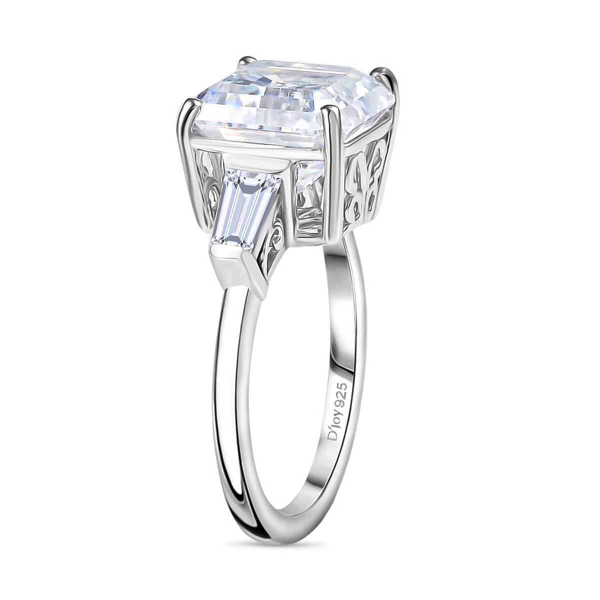 D'joy 5.6 Ct. Moissanite Solitaire Ring in Rhodium Sterling Silver V32701313 4