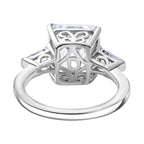 D'Joy Regal Royal Asscher Cut Moissanite Ring in Rhodium Overlay Sterling Silver 5.64 Ct.